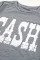 灰色 CASH 字母印花短袖 T 恤