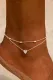 银色心形珠饰两件式脚链