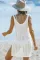 白色舒适镂空钩针编织遮盖沙滩连衣裙