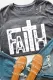 灰色 Faith 复古图案印花 T 恤