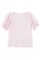 粉色花卉抽褶泡泡袖衬衫