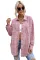 粉色休闲流行格子图案纽扣衬衫外套