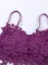 紫色细肩带钩针蕾丝镂空文胸丁字裤内衣套装