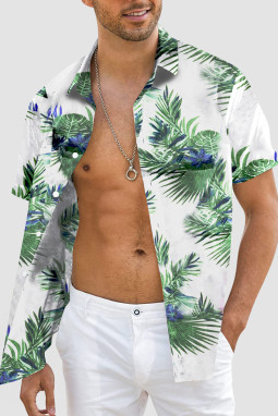 绿色男士短袖休闲夏威夷衬衫