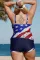 美国国旗印花坦基尼加大码泳装