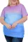 紫色圆领短袖拼色休闲宽松大码T恤衫