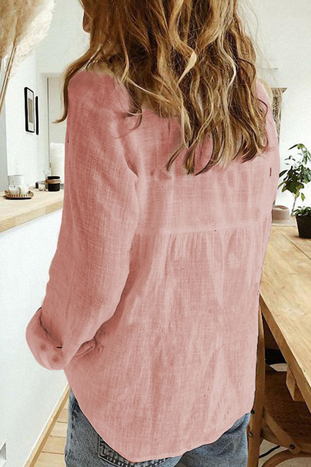 粉色纹理纯色基本款衬衫 LC255378