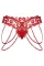 红色串珠链条刺绣蕾丝丁字裤