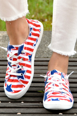 多色美国国旗抽绳帆布鞋