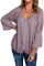 紫色排扣V领精美蕾丝拼接长袖宽松飘逸女士衬衫