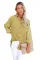 深黄色时尚口袋纽扣罗纹纹理女士衬衫式外套