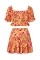橙色两件套波西米亚碎花裙套装