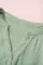 绿色休闲纽扣V领优雅气球袖微皱女士上衣