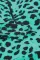 绿色豹纹侧镂空拉链设计连体长袖冲浪服