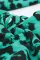 绿色豹纹侧镂空拉链设计连体长袖冲浪服