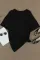 黑色圆领短袖宽松版型小孔破洞设计休闲女士T恤