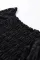 黑色花卉蕾丝钩针褶饰方领上衣