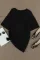 黑色圆领短袖宽松版型小孔破洞设计休闲女士T恤