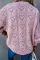 粉色心形镂空针织毛衣