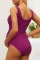 紫色罗纹前结连体孕妇泳衣