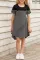 黑色拼色条纹圆领短袖舒适可爱小女孩连衣裙