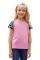 豹纹袖粉色女童 T 恤