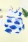 天蓝色热带树叶印花比基尼泳装沙滩裙