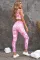 粉色时尚蛇纹文胸上衣和高腰打底裤运动服