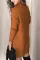 橙色时尚休闲高翻领长袖针织毛衣连衣裙
