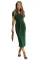 绿色休闲短袖罗纹正面系带舒适修身中长连衣裙