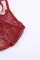 红色性感鱼网蕾丝镂空连体内衣