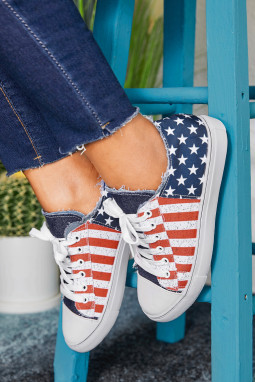 美国国旗印花休闲帆布鞋