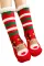 红色圣诞驯鹿图案条纹毛绒边针织袜子