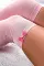 粉色可爱心形图案蝴蝶结过膝长袜