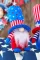 蓝色美国国旗独立日条纹五角星形矮人娃娃装饰