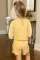 黄色简约舒适长袖弹力束腰宽松女童连体短裤
