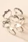 银色 7 件花叶星星浮雕戒指套装