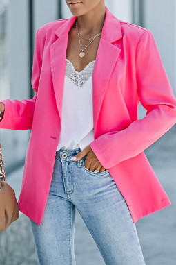 粉色纯色翻领背链西装外套