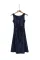 蓝色腰部镂空扭纹细节无袖中长连衣裙