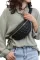 黑色 PU 皮革绗缝拉链胸包