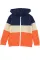 橙蓝休闲儿童三拼色舒适连帽拉链夹克外套