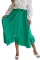 绿色不对称荷叶边束带高腰半身长裙