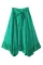 绿色不对称荷叶边束带高腰半身长裙
