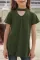绿色别致镂空设计可爱舒适小女孩短袖T恤上衣