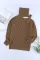 棕色肩带镂空肩部高领毛衣