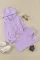 紫色罗纹连帽长袖短上衣舒适高腰紧身长裤家居服套装