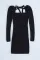 黑色方领泡泡袖毛衣连衣裙