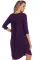 紫色四分袖休闲束腰连衣裙