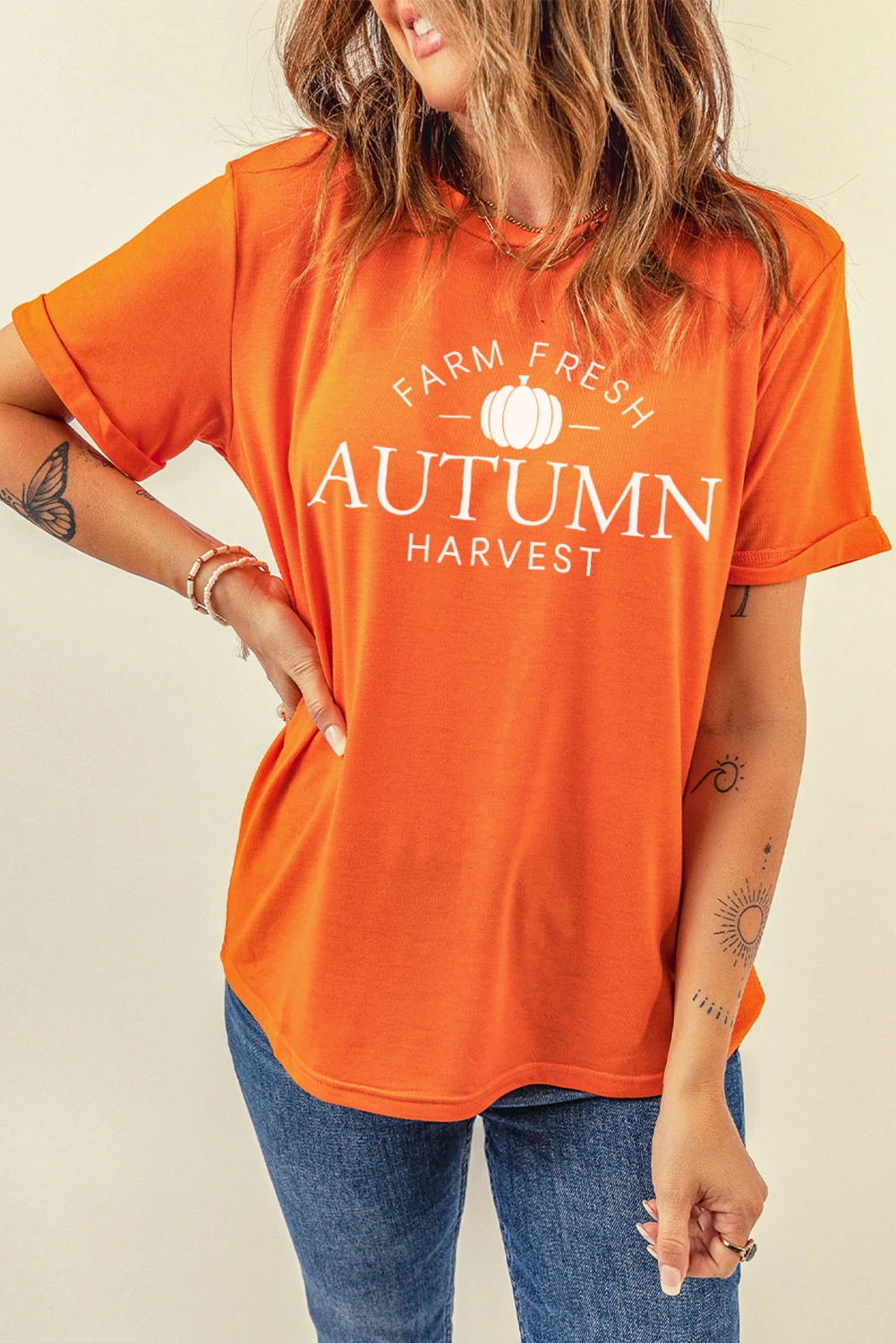 橙色 FARM FRESH AUTUMN Harvest 短袖 T 恤 LC25218657