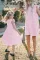 粉色女孩格纹印花荷叶边无袖直筒连衣裙